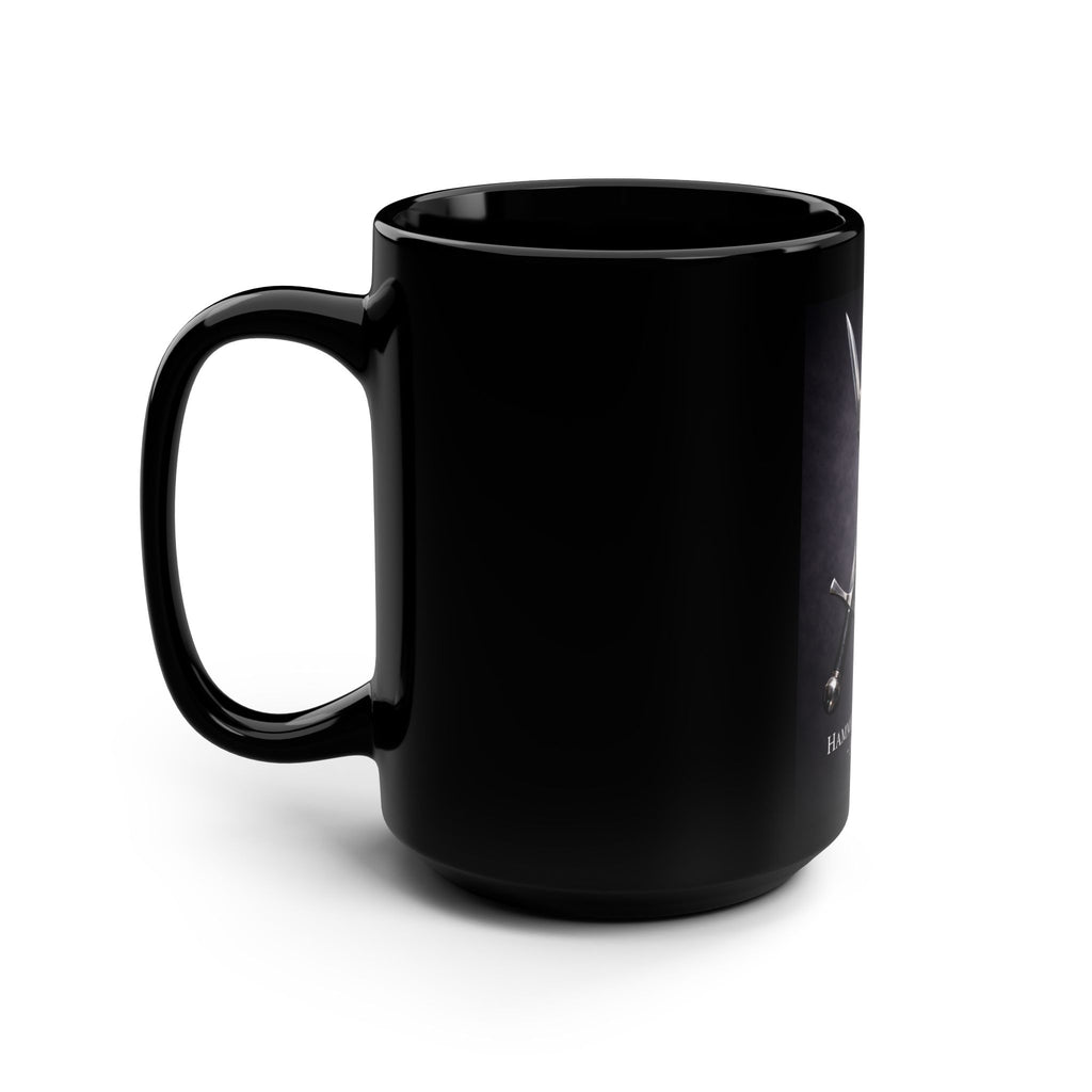 Hammer and Swords Armory Black Mug — 15oz Fantasy Weapon Coffee Cup