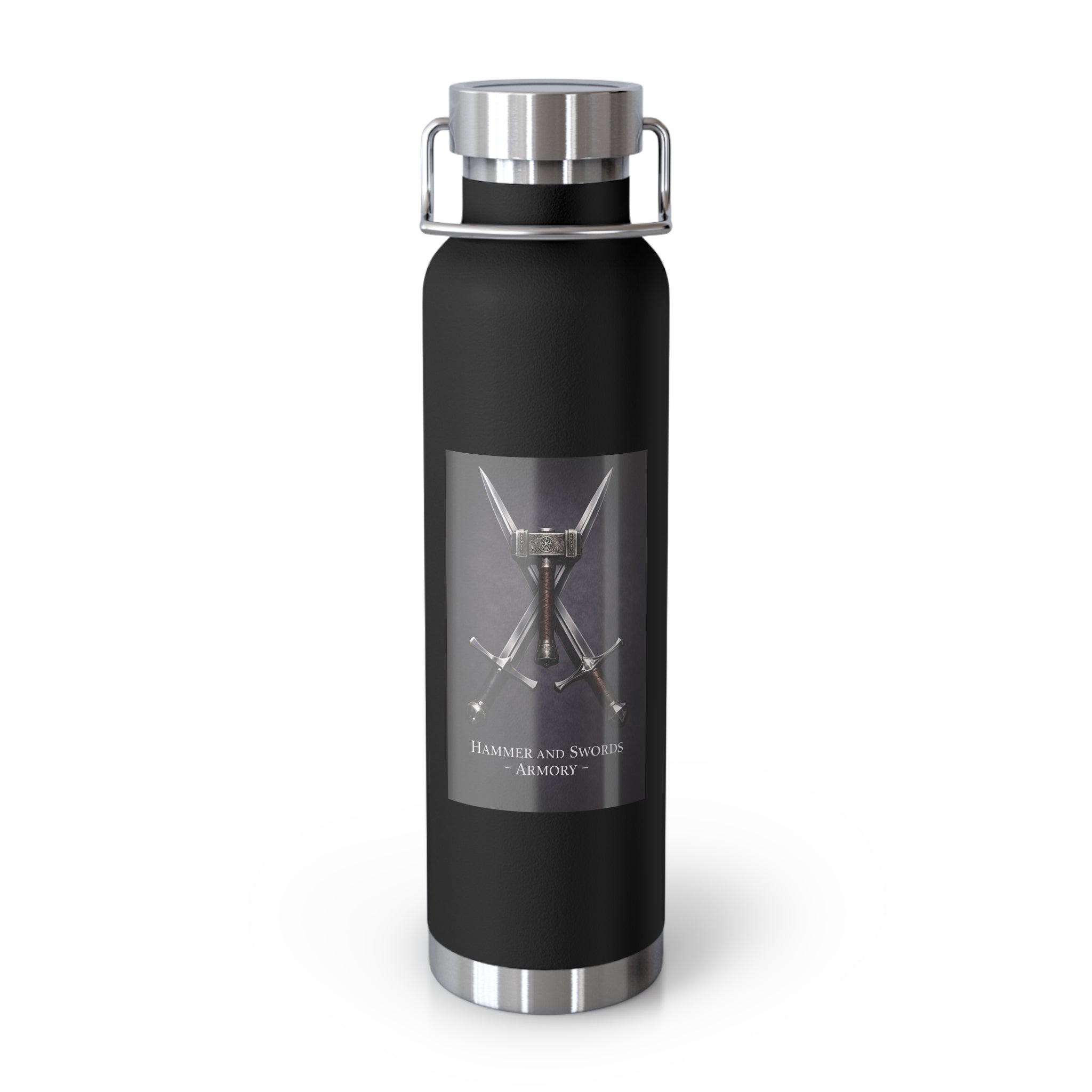 22oz Copper Vacuum Water Bottle — Hammer & Sword Armory Graphic