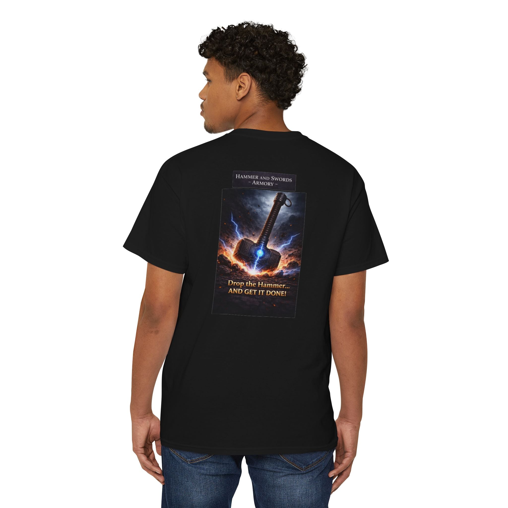 Hammer Pocket Tee — 'Drop the Hammer and Get It Done' Graphic Pocket T-Shirt